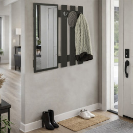Κρεμάστρα Τοίχου με Καθρέπτη Folin Megapap Χρώμα Ανθρακί 90x4x90εκ.