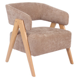 Πολυθρόνα ArteLibre BARTON Καφέ Ύφασμα/Ξύλο 74x67x66cm