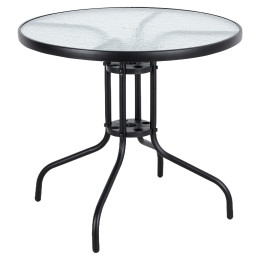 Τραπέζι Κήπου ArteLibre EARTH Μαύρο Μέταλλο/Γυαλί Φ80x70cm