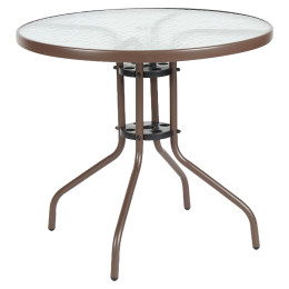 Τραπέζι Κήπου ArteLibre EARTH Καφέ Μέταλλο/Γυαλί Φ80x70cm