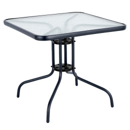 Τραπέζι Κήπου ArteLibre MARS Μαύρο Μέταλλο/Γυαλί 80x80x70cm