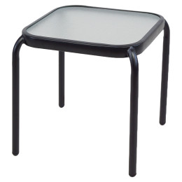 Τραπέζι Κήπου ArteLibre VEGA Μαύρο Μέταλλο/Γυαλί 40x40x43cm