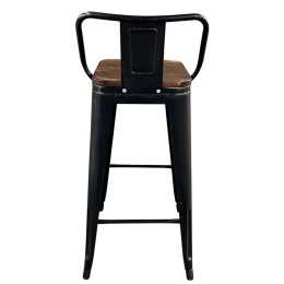 Σκαμπό Bar ArteLibre Βιομηχανικού Τύπου Vintage MOLERO II Μαύρο Αντικέ/Καφέ Μέταλλο/Ξύλο 44x44x94cm