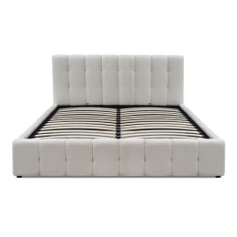 Κρεβάτι Norah Megapap Μπουκλέ Ύφασμα με Αποθηκευτικό Χώρο Χρώμα Ivory 160x200εκ.