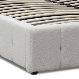 Κρεβάτι Norah Megapap Μπουκλέ Ύφασμα με Αποθηκευτικό Χώρο Χρώμα Ivory 160x200εκ.