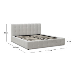 Κρεβάτι Norah Megapap Μπουκλέ Ύφασμα με Αποθηκευτικό Χώρο Χρώμα Ivory 160x200εκ.