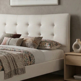 Κρεβάτι Mirel Megapap Υφασμάτινο Χρώμα Ανοιχτό Μπεζ 160x200εκ.