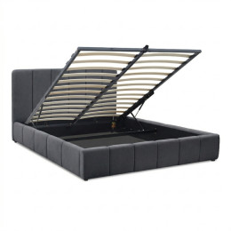 Κρεβάτι Nival Megapap Υφασμάτινο με Αποθηκευτικό Χώρο Χρώμα Ανθρακί 160x200εκ.