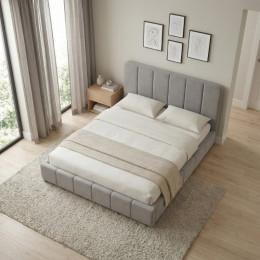 Κρεβάτι Nival Megapap Υφασμάτινο με Αποθηκευτικό Χώρο Χρώμα Μπεζ 160x200εκ.