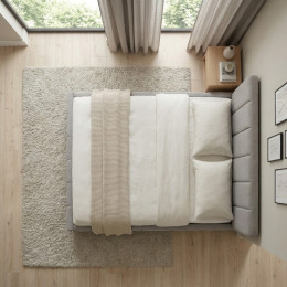 Κρεβάτι Nival Megapap Υφασμάτινο με Αποθηκευτικό Χώρο Χρώμα Μπεζ 160x200εκ.