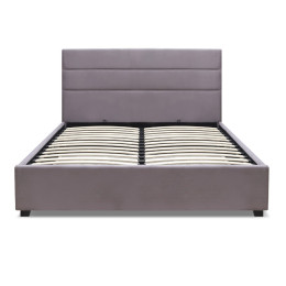 Κρεβάτι Olmo Megapap Βελούδινο με Αποθηκευτικό Χώρο Χρώμα Γκρι 150x200εκ.