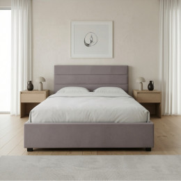 Κρεβάτι Olmo Megapap Βελούδινο με Αποθηκευτικό Χώρο Χρώμα Γκρι 160x200εκ.