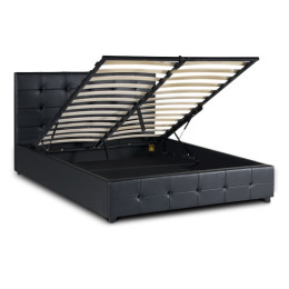 Κρεβάτι iro Megapap από Τεχνόδερμα με Αποθηκευτικό Χώρο Χρώμα Μαύρο 150x200εκ.