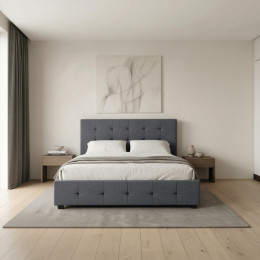 Κρεβάτι iro Megapap Υφασμάτινο με Αποθηκευτικό Χώρο Χρώμα Ανθρακί 150x200εκ.