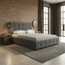 Κρεβάτι iro Megapap Υφασμάτινο με Αποθηκευτικό Χώρο Χρώμα Ανθρακί 150x200εκ.