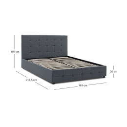 Κρεβάτι iro Megapap Υφασμάτινο με Αποθηκευτικό Χώρο Χρώμα Ανθρακί 150x200εκ.