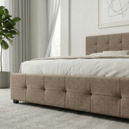 Κρεβάτι iro Megapap Υφασμάτινο με Αποθηκευτικό Χώρο Χρώμα Μπεζ - Καφέ 150x200εκ.