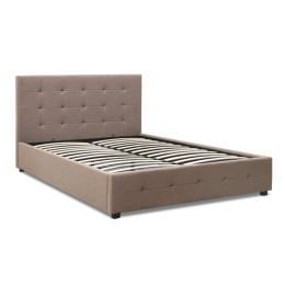 Κρεβάτι iro Megapap Υφασμάτινο με Αποθηκευτικό Χώρο Χρώμα Μπεζ - Καφέ 150x200εκ.