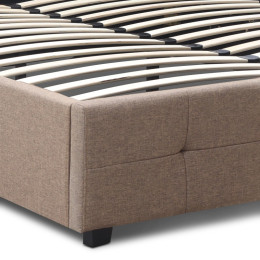 Κρεβάτι iro Megapap Υφασμάτινο με Αποθηκευτικό Χώρο Χρώμα Μπεζ - Καφέ 150x200εκ.