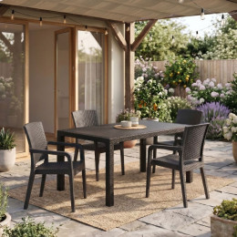 Τραπέζι Πολυπροπυλενίου Kalan Megapap Χρώμα Καφέ 150x90x75εκ.