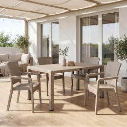 Τραπέζι Πολυπροπυλενίου Kalan Megapap Χρώμα Cappuccino 150x90x75εκ.