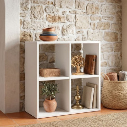 Βιβλιοθήκη Cube Megapap Χρώμα Λευκό 60x30x60εκ.