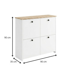 Παπουτσοθήκη Palma Megapap Χρώμα Λευκό - Sapphire oak 90x35x90εκ.