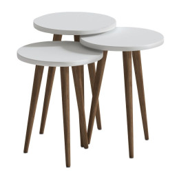 Τραπεζάκι Βοηθητικό σετ 3 τμχ Cruz Megapap Χρώμα Λευκό Ø33x46εκ.