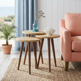 Τραπεζάκι Βοηθητικό σετ 3 τμχ Cruz Megapap Χρώμα Sapphire oak Ø33x46εκ.