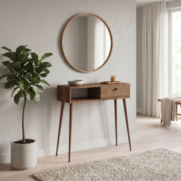 Κονσόλα Napoli Megapap Χρώμα Καρυδί 90x29x88εκ.