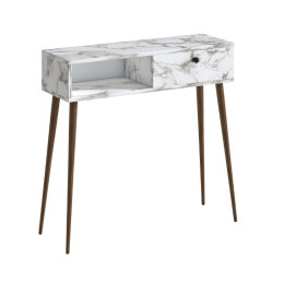 Κονσόλα Napoli Megapap Χρώμα Λευκό εφέ Μαρμάρου 90x29x88εκ.