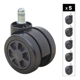 Ανταλλακτικά Ροδάκια Megapap για Καρέκλες Γραφείου σετ 5 τμχ Χρώμα Μαύρο