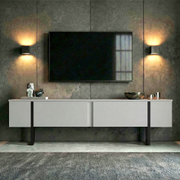 Έπιπλο Τηλεόρασης Luxe Megapap Χρώμα Λευκό - Μαύρο 180x30x50εκ.