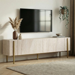 Έπιπλο Τηλεόρασης Nexus Megapap Χρώμα Travertine - Χρυσό 180x30x45,5εκ.