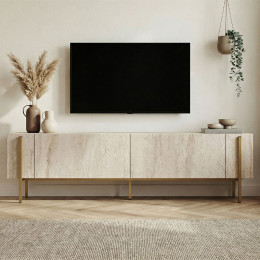 Έπιπλο Τηλεόρασης Nexus Megapap Χρώμα Travertine - Χρυσό 180x30x45,5εκ.