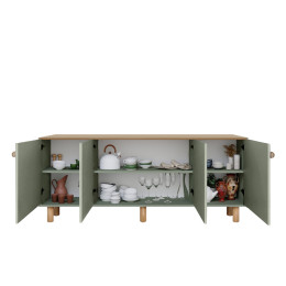 Μπουφές Bohemian Megapap Χρώμα Πράσινο - Φυσικό Οξιάς 180x40x75εκ.