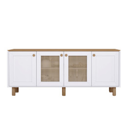 Μπουφές Bohemian Megapap Χρώμα Λευκό - Φυσικό Οξιάς 180x40x75εκ.