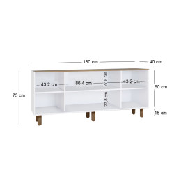 Μπουφές Bohemian Megapap Χρώμα Λευκό - Φυσικό Οξιάς 180x40x75εκ.