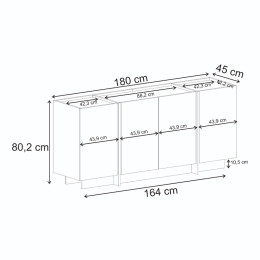 Μπουφές Dorma Megapap Χρώμα Καρυδί 180x45x80,2εκ.
