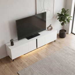 Έπιπλο Τηλεόρασης Arlen Megapap με led rgb Χρώμα Λευκό 180x32x50εκ.