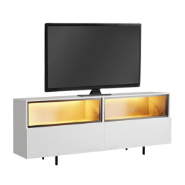 Έπιπλο Τηλεόρασης eco Megapap με led rgb Χρώμα Λευκό 180x32x67εκ.