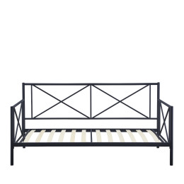 Κρεβάτι Μονό ArteLibre JASMINE Μαύρο Μέταλλο 208x97.6x100cm (Στρώμα 90x200cm)