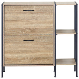 Παπουτσοθήκη ArteLibre ALDERWYN Με Πλαϊνό Ράφι Δρυς/Μαύρο Μοριοσανίδα/Μέταλλο 88x24x87cm