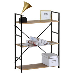 Ραφιέρα ArteLibre DARROW Με 3 Ράφια Δρυς/Μαύρο Μοριοσανίδα/Μέταλλο 58.6x23.5x80cm