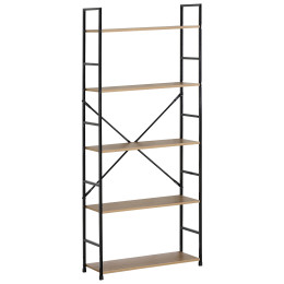 Ραφιέρα ArteLibre DARROW Με 5 Ράφια Δρυς/Μαύρο Μοριοσανίδα/Μέταλλο 58.6x23.5x144cm