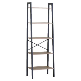 Ραφιέρα ArteLibre TARNOX Με 5 Ράφια Δρυς/Μαύρο MDF/Μέταλλο 56x37.8x172.2cm