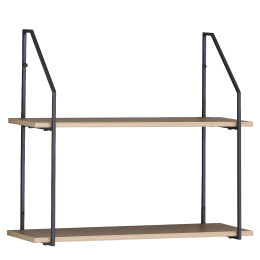 Ραφιέρα Τοίχου ArteLibre OLVAN Δρυς/Μαύρο MDF/Μέταλλο 65x20x52cm