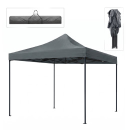 Κιόσκι - Gazebo Bari Megapap Πτυσσόμενο Μεταλλικός Σκελετός - Αδιάβροχο Ύφασμα Χρώμα Γκρι 3x3x3,10m.