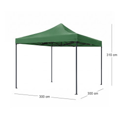 Κιόσκι - Gazebo Bari Megapap Πτυσσόμενο Μεταλλικός Σκελετός - Αδιάβροχο Ύφασμα Χρώμα Πράσινο 3x3x3,10m.