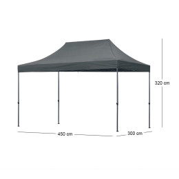 Κιόσκι - Gazebo Bari Megapap Πτυσσόμενο Μεταλλικός Σκελετός - Αδιάβροχο Ύφασμα Χρώμα Γκρι 3x4,5x3,20m.